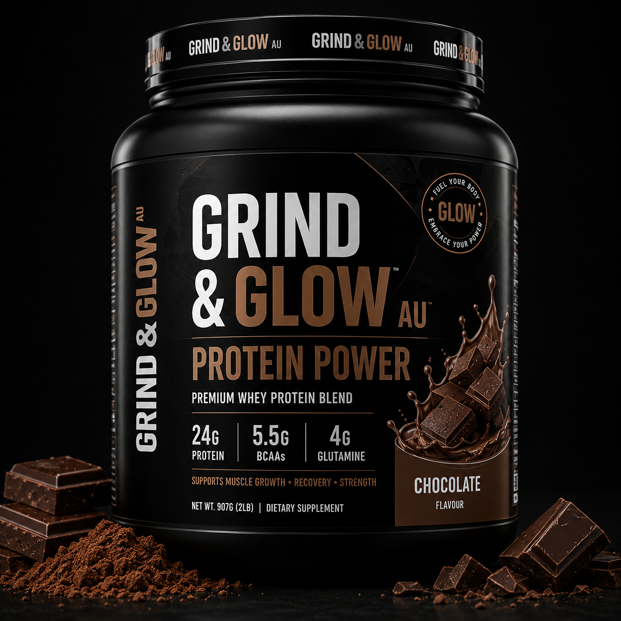 Grind & Glow AU Protein Power – Chocolate Premium Whey Protein