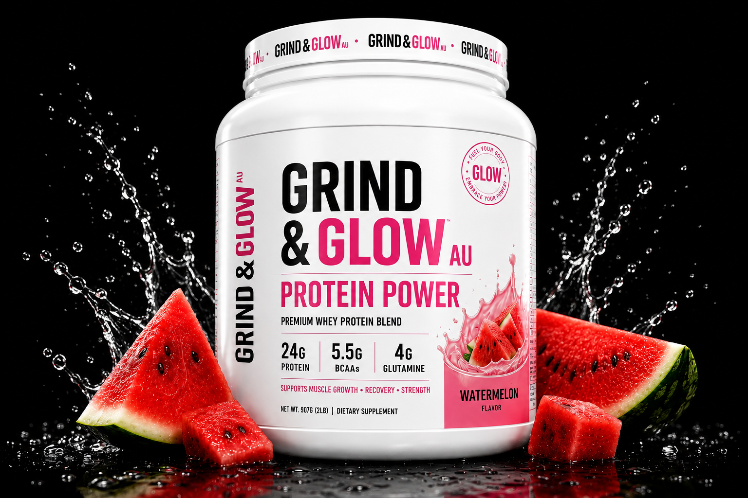 Grind & Glow AU Protein Power – Watermelon Premium Whey Protein