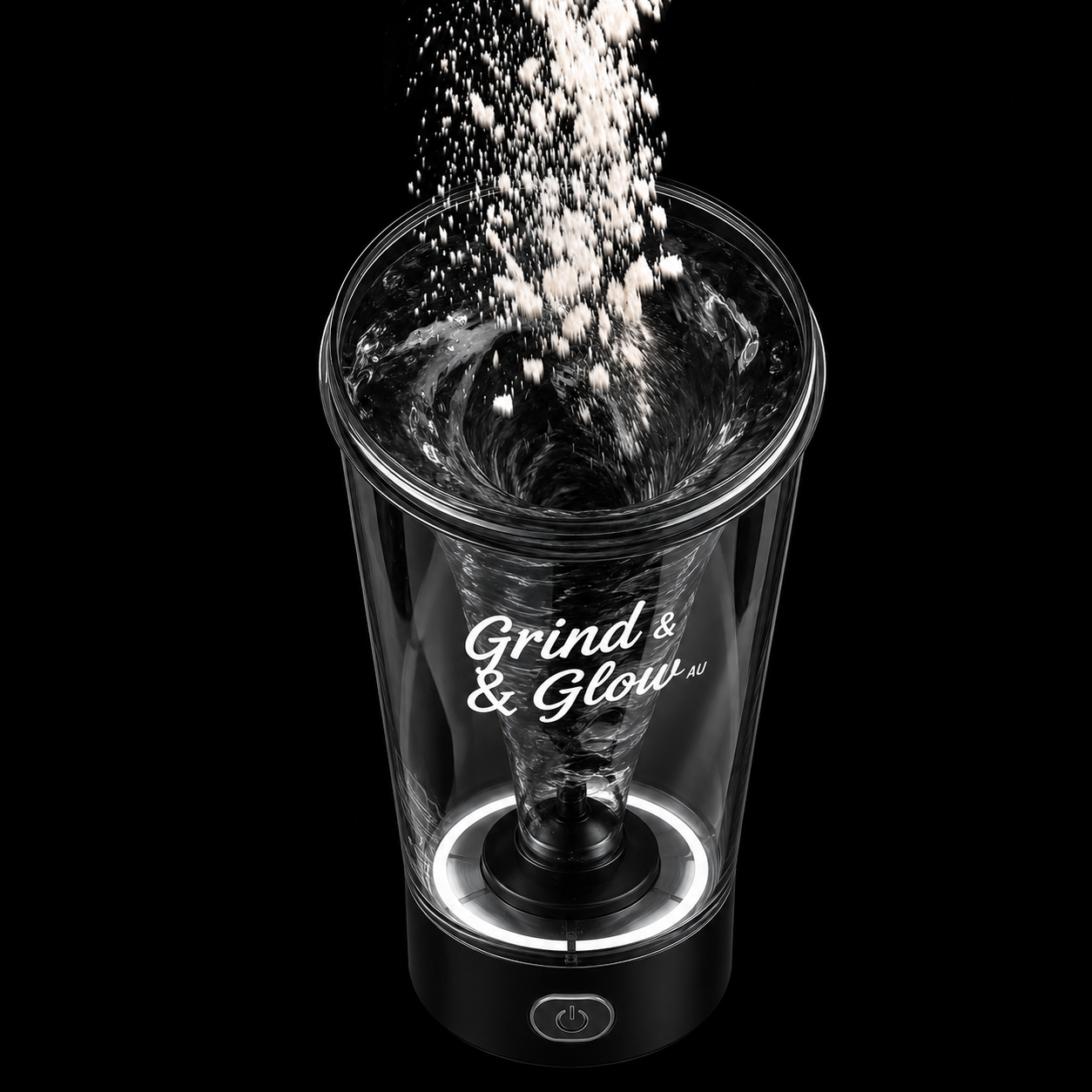 Grind & Glow AU Electric Protein Shaker Bottle – Black