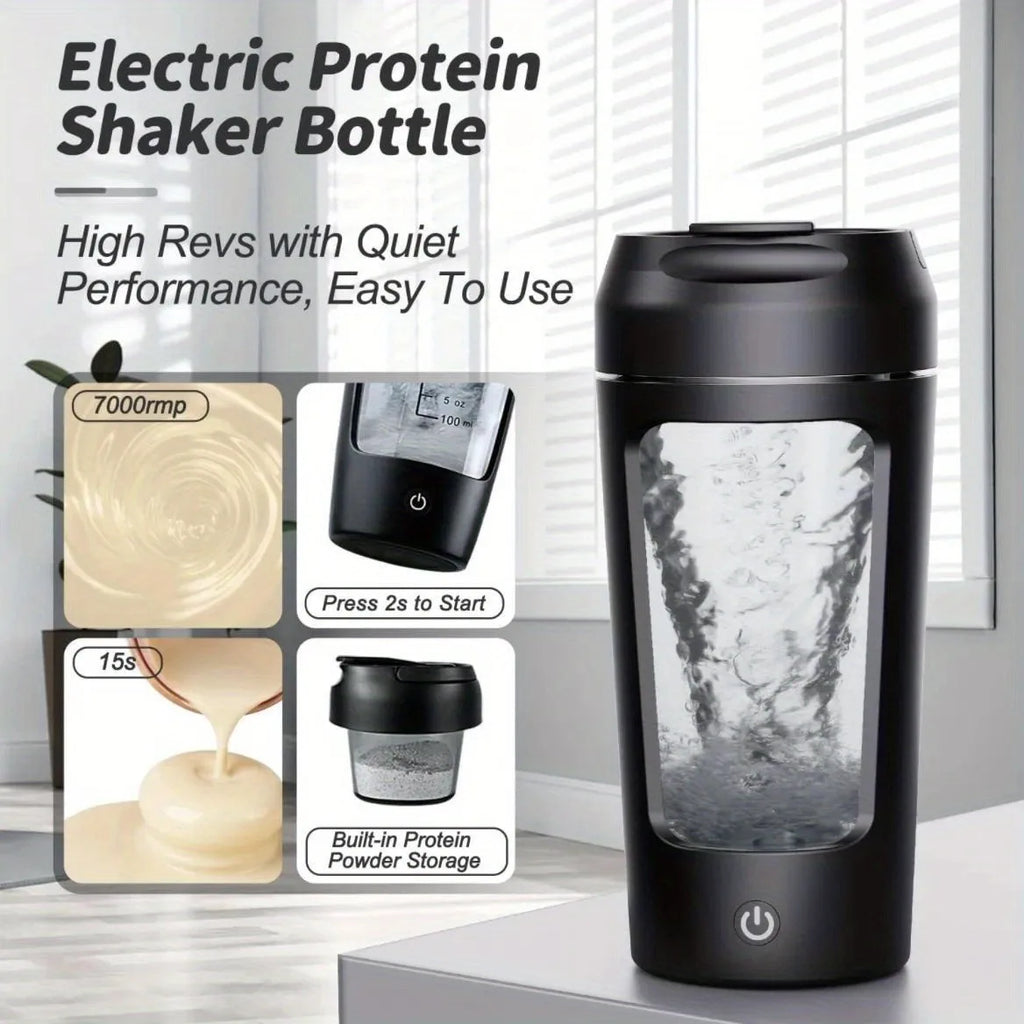 Grind & Glow AU Electric Protein Shaker Bottle – USB-C Rechargeable Mixer Cup
