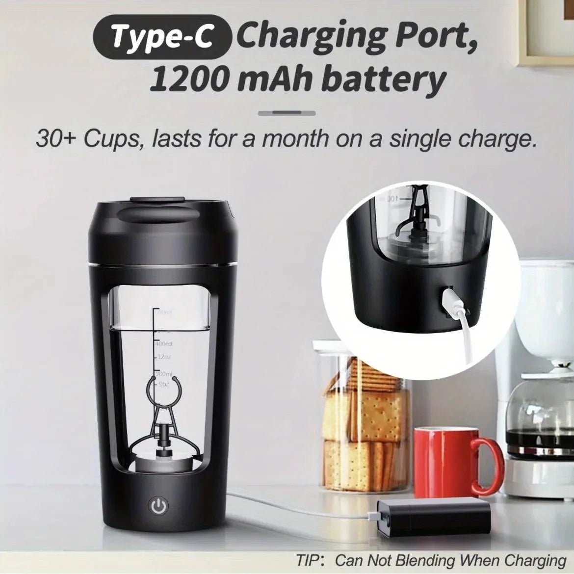 Grind & Glow AU Electric Protein Shaker Bottle – USB-C Rechargeable Mixer Cup